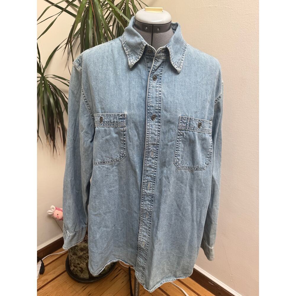 Lands' End Vintage Light Wash Denim Button-Down